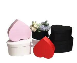 Оптовая продажа, наборы небольших подарочных упаковочных коробок из атласной ткани в форме сердца для свадьбы