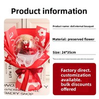 Hadiah Ulang Tahun Hari Valentine Boneka Beruang Teddy Lembut Realistis Buatan Tangan Bunga Sabun Bunga Buatan Akrilik Berbentuk Hati
