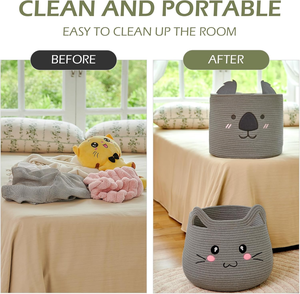 Cesta de Lona Plegable con Forma de Animal, Linda Cesta de Almacenamiento de Ropa y Decoración de Mantas Grandes Tejida con Cuerda de Algodón con Asa - Product Image 2