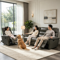 Ensemble de canapés inclinables manuels en cuir véritable, compact, luxueux, moderne, extensible 3+2+1 pour salon