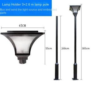 เสาไฟสวนโลหะกลางแจ้ง หลอดไฟ LED พร้อมโคมแก้ว แสงวอร์มไวท์ 2700K IP65 AC 220V พร้อมเซ็นเซอร์ตรวจจับความเคลื่อนไหว ใช้พลังงานแสงอาทิตย์ ไม่สามารถถอดแยกชิ้นส่วนได้ - Product Image 2