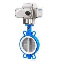Válvula de Mariposa Eléctrica Tipo Wafer TF DN50-DN600 D971X-20Q, Disco de Acero Inoxidable SS304, Sellado Suave de PTFE