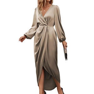 Nuovo Elegante Abito Estivo in Chiffon <span class=keywords><strong>con</strong></span> Scollo a V, Stampa Digitale, Vita Naturale, Arricciature, <span class=keywords><strong>Spacco</strong></span>, Maniche a Sbuffo e Gonna <span class=keywords><strong>Lunga</strong></span> - Product Image 4