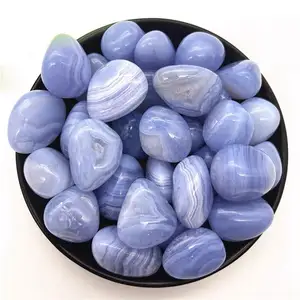 Vente en gros, pierre de guérison naturelle, dentelle bleue, Agate, verre poli, cristal, pierres en vrac