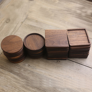 Posavasos de madera redondos y cuadrados de color sólido, grabados, con aislamiento térmico, para tazas de café, uso promocional - Product Image 1