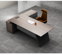 Escritorio de Oficina Moderno en Forma de L, Muebles de Oficina Administrativos con Función de Ajuste de Altura, Hecho de Madera
