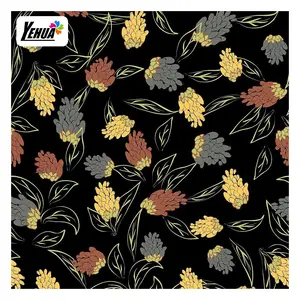 Cheap price 100 rayon discharge print different types rayon challis fabric bright leaf pattern design printing fabric