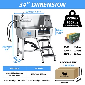Baignoire <span class=keywords><strong>de</strong></span> toilettage pour chien en acier inoxydable portable, en stock, vente en gros professionnelle, écologique, machine à laver pour bain, utilisation en extérieur/intérieur - Product Image 3