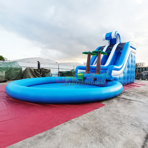 Castillo inflable comercial para jardín con tobogán acuático de doble carril y gran piscina para niños - Product Image 2