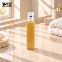 Bouteille de savon liquide rectangulaire de 350 ml avec pompe, distributeur blanc, bouteilles en plastique PE jaune, emballage personnalisé, MOQ 10000