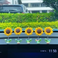 Mignon Bobblehead Tournesol Voiture Bobblehead Ornements Guérir Fleurs Fraîches Voiture Center Console Rétroviseur Décoration