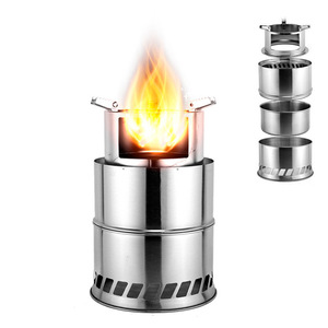 Réchaud à bois portable en acier inoxydable pour le camping en plein air, réchaud à gaz pliable L 20 cm de diamètre - Product Image 4