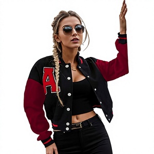 Chaqueta Corta con Estampado de Letras, Estilo Casual y Moderno para Mujer - Product Image 1