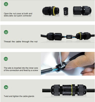 Conector de Cable Compacto IP68 de 2 y 3 Pines para Iluminación LED Exterior, Enchufe de Cable Impermeable de Alto Voltaje de 17.5A