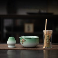 Ensemble Matcha Écologique en Porcelaine d'Origine Fujian, Nouveau Design Japandi Westgreen, Bol à Bec en Céramique Glacée au Four, Outils Chasen en Bambou, 4 Pièces