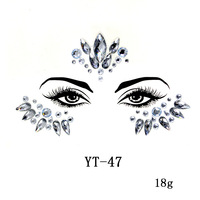 Nouveauté usine : Autocollant facial en strass et diamants pour maquillage de scène et performance, effet cristal