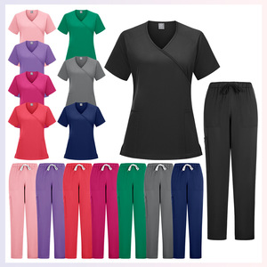 Women's Scrub Tops V-Neck Short Sleeve Moisture Wicking Knitted Uniforms For Medical Spa Beauty Salon Workwear - Product Image 3