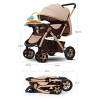 Poussette 2-en-1 avec berceau pour bébés de 0 à 3 ans, pliable, cadre métallique, idéale pour les voyages, prix de gros abordable