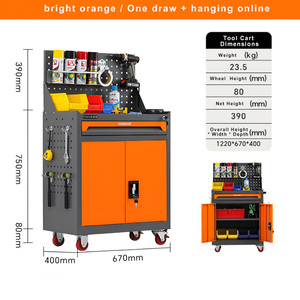 Heavy Duty 200kg Capacity <b>Tool</b> Cabinet Steel Rolling <b>Tool</b> <b>Trolley</b> with 1 Drawer and Lockable Storage System for Workshop - Product Image 3