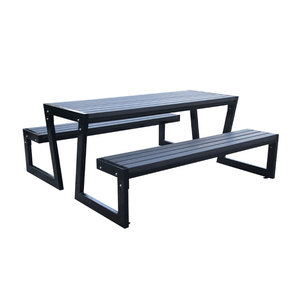 6 Chân 8 chân ngoài trời sang trọng Gỗ nhựa composite Dã Ngoại bàn băng ghế dự bị vườn đặt Patio thương mại dài bàn ăn với ghế - Product Image 5