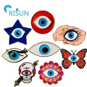 Broche œil bleu en métal, fabrication de badges, broche œil <span class=keywords><strong>mal</strong></span>éfique en émail dur personnalisée, tendance mode - Product Image 1