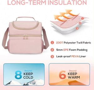 Free Sample Insulated Cooler Bag Office Thermal Food <b>Storage</b> Dual Compartment Food Delivery Bags Travel Beach <b>Camping</b> Lunch - Product Image 5