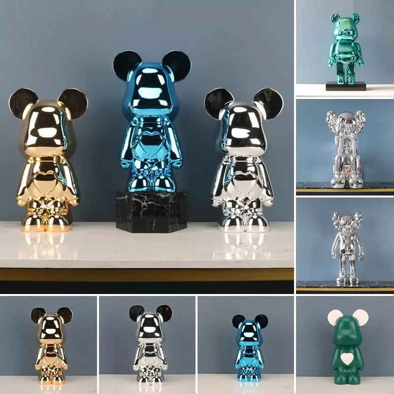 Escultura de fibra de vidrio electrochapado, estatua de ladrillo Bearbrick de resina para decoración interior, Popular, gran oferta, 2021