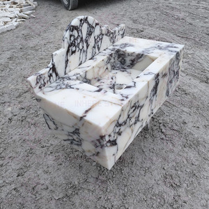Lavabo mural de luxe personnalisé en marbre Calacatta Viola, vasque en pierre naturelle, lavabo de salle de bain en marbre avec <span class=keywords><strong>crédence</strong></span> - Product Image 6