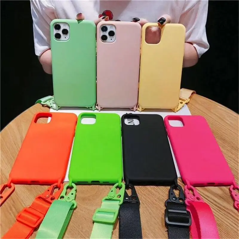 Luxury Lanyard Silicone Phone Case for Apple iPhone 5C 5S SE 2020 SE2 iPod Touch 6 5 X XS 11 Pro Max XR Necklace Rope Cover