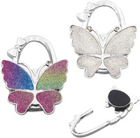 Support de Sac à Main Pliable en Métal Scintillant Papillon – Crochet de Table Pliant pour Sac à Main – Support de Sac à Main Pliable pour Table