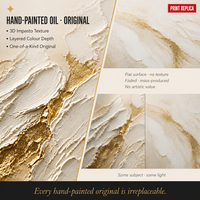 Peinture murale abstraite sur toile, ornementée de feuille d'or et de traçages horizontaux en or blanc raffiné, pour la décoration du salon