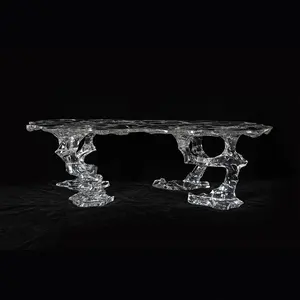 Acrilico Taihu Stone irregolare Black Marblel Table Top moderno Outdoor Big Round River Stone tavolino da giardino