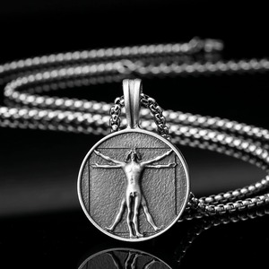 Collar con Colgante Vitruviano de Da Vinci, Estilo Vintage Renacentista Artístico Retro Europeo Americano, Certificado por Terceros, Unisex - Product Image 2