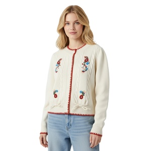 Low Moq Custom Women Knit Sweater Long Sleeve Crew Neck Cable <strong>Ladies</strong> Sweater Embroidery Button <strong>Crochet</strong> Women Knit <strong>Cardigan</strong> - Product Image 1
