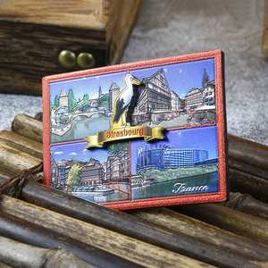 Imán de Refrigerador Personalizado con Diseño Occidental, Logotipo Impreso con Láser, Recuerdo de Estaunburgo, Francia, en Lámina de Estaño - Product Image 3