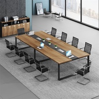 Meja Konferensi Melamin Multi-Fungsi Modern untuk 12 Orang dengan Kaki Aluminium untuk Ruang Rapat Kantor, Rumah Sakit, dan Penggunaan Komersial