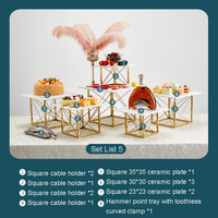 Socle carré en céramique blanche Dessert Table Display Set Cube Buffet Alimentaire Présentoir Gâteau Stands Pour Gâteaux De Mariage