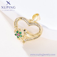 001176102 XUPING Pendentif Cœur Creux Oiseau Floral en Cristal Zircon Coloré Breloque Amour pour Collier Femme