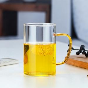 Tazza di vetro rotonda ecologica 350ml/12oz con manico colorato per bere ogni giorno - Product Image 4