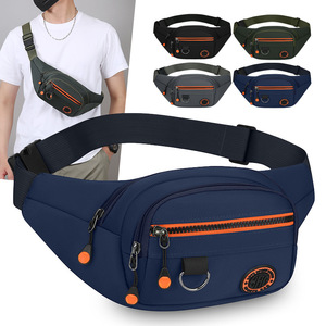 Men's Waist Bag Oxford Cloth Waterproof Large Capacity Multi Functional Everyday Use Solid Color Chest Bag Gray Military Green - Product Image 3