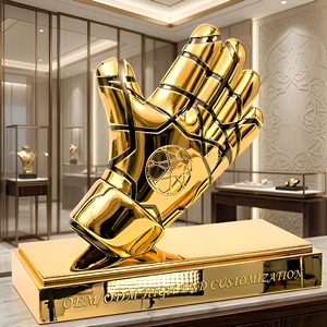 Trophée de gardien de but gravé sur mesure en 3D, récompense en métal bicolore plaqué or pour les événements de football et sportifs - Product Image 3