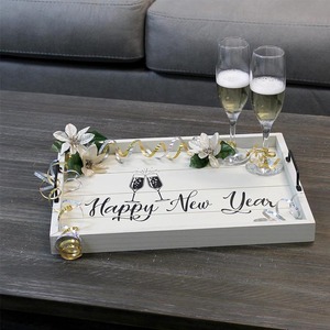 Diseños elegantes Brindis <span class=keywords><strong>de</strong></span> champán Bandeja <span class=keywords><strong>de</strong></span> madera decorativa para servir con manos15.50 "X 12" Gris claro Feliz <span class=keywords><strong>Año</strong></span> <span class=keywords><strong>Nuevo</strong></span> - Product Image 6