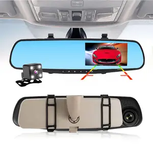 High quality 4.3 inch car dvr camera recording mirror dash cam dual camera 1080p car dashcam with G-sensor night vision