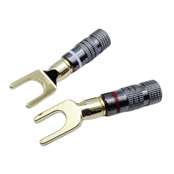 Gold Plated Copper Speaker Terminal U Spade Male Solder Wire Connector U Shape Banana Plug