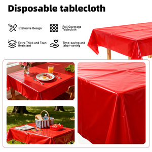 Không thấm nước đám cưới giáng sinh cắm trại bên tùy chỉnh dùng một lần PP Vinyl màu hồng trắng nhựa hình chữ nhật Bìa Khăn trải bàn đồng bằng rắn - Product Image 2