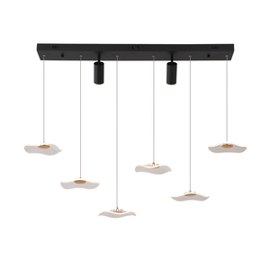 Lampada a sospensione a LED dimmerabile 34W, moderno lampadario a 6 foglie <span class=keywords><strong>con</strong></span> <span class=keywords><strong>faretti</strong></span>, pensile regolabile per cucina a isola, sala da pranzo - Product Image 3