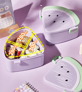 C54 nuevo estilo creativo caja de aperitivos de grado alimenticio Pp encantadora caja de almuerzo de sandía dibujos animados <span class=keywords><strong>3</strong></span> rejillas microondas caja de almuerzo - Product Image 3