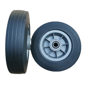 Roue à roulettes en caoutchouc massif 8x2 pouces, bande de roulement ferme, type à trou de boulon, sans frein, pour chariots à outils, chariots à bagages, chariots à main - Product Image 1