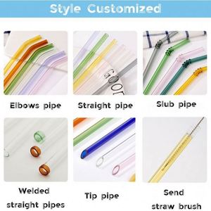 Venta Directa de Fábrica, Pajitas de Vidrio Reutilizables de Borosilicato de Alta Resistencia al Calor, Coloridas, para Beber Agua - Product Image 4