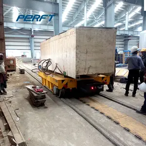 Chariot plat électrique à chariot de transfert d'usine pour le transport du matériel industriel 1-500t